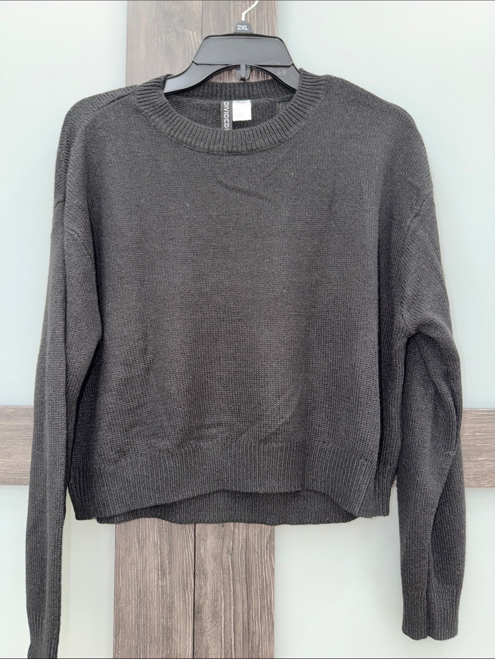 Divided Black Crewneck Pullover Sweater